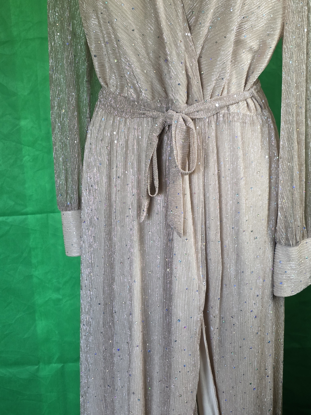 Baltic Born Cream Sheer Sparkle Trim Maxi Dress Event Black Tie Glam - Picture 5 of 16